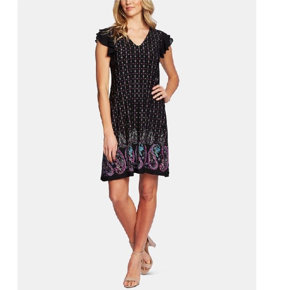 CeCe Paisley-Print Flutter Sleeve Dress